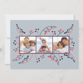 Moderne rode blauwe bessen Fotoplatte kerst Feestdagenkaart