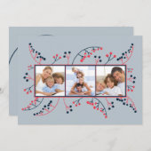 Moderne rode blauwe bessen Fotoplatte kerst Feestdagenkaart (Voorkant / Achterkant)