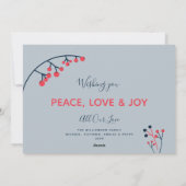 Moderne rode blauwe bessen Fotoplatte kerst Feestdagenkaart (Achterkant)