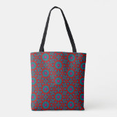 Moderne Rode & Blauwe Geometrische Patroon Tas (Achterkant)