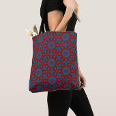 Moderne Rode & Blauwe Geometrische Patroon Tas (Dichtbij)