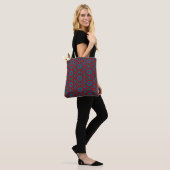 Moderne Rode & Blauwe Geometrische Patroon Tas (Op model)