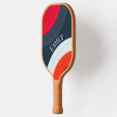 Moderne rode & blauwe gepersonaliseerde naam pickleball paddle (Links)