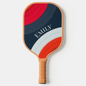 Moderne rode & blauwe gepersonaliseerde naam pickleball paddle (Achterkant)