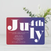 Moderne rode blauwe gradiënt op 4 juli kaart (Staand voorkant)