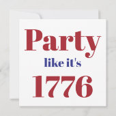 Moderne Rode Blauwe Partij zoals 1776 op 4 juli Kaart (Achterkant)