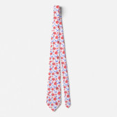 Moderne rode blauwe waterverf bloemen stropdas (Voorkant)
