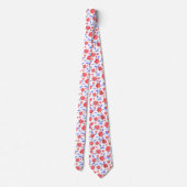 Moderne rode blauwe waterverf bloemen stropdas (Achterkant)