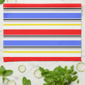 Moderne rode blauwe witte strepen theedoek (Gevouwen)