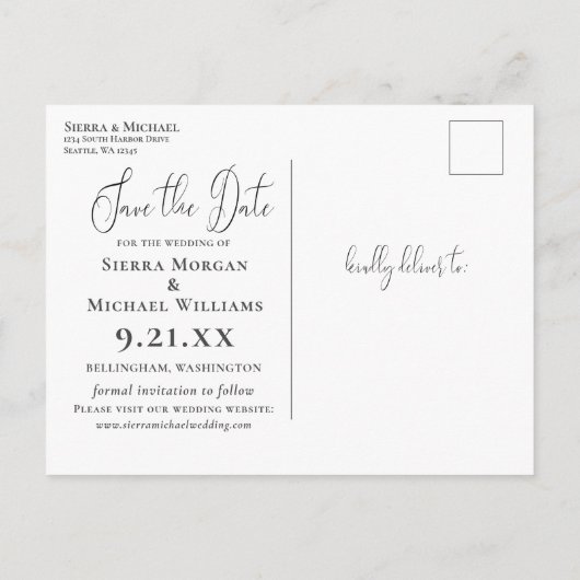 Moderne Rode Bloemen Botanische Bruiloft Save the Aankondigingskaart (Achterkant)