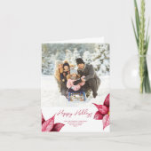 Moderne Rode Bloemen Foto gevouwen Vakantie Kaart (Voorkant)