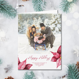 Moderne Rode Bloemen Foto gevouwen Vakantie Kaart