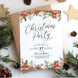 Moderne Rode Bloemen Kerstfeest Uitnodiging