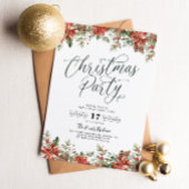 Moderne Rode Bloemen Kerstfeest Uitnodiging