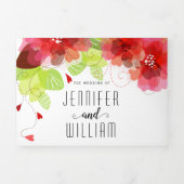 Moderne rode bloemen, typografie bloedige bruiloft drieluik uitnodiging (Cover)