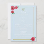 Moderne rode bloemen uitnodiging (Sikh Ek Onkar) (Voorkant)