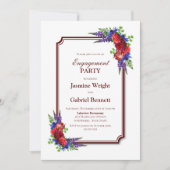 Moderne Rode Bloemen Verlovingsfeest Kaart (Voorkant)
