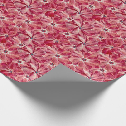 Moderne Rode Bloemen Waterverf Bloemenpatroon Cadeaupapier (Hoek)