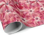 Moderne Rode Bloemen Waterverf Bloemenpatroon Cadeaupapier (Rol Hoek)