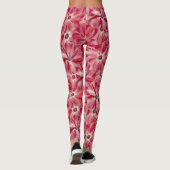 Moderne Rode Bloemen Waterverf Bloemenpatroon Leggings (Achterkant)
