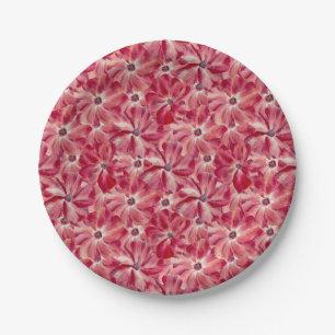 Moderne Rode Bloemen Waterverf Bloemenpatroon Papieren Bordje