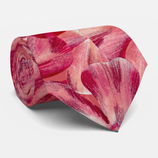 Moderne Rode Bloemen Waterverf Bloemenpatroon Stropdas (Opgerold)