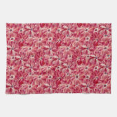 Moderne Rode Bloemen Waterverf Bloemenpatroon Theedoek (Horizontaal)