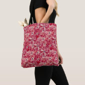 Moderne Rode Bloemen Waterverf Bloemenpatroon Tote Bag (Dichtbij)