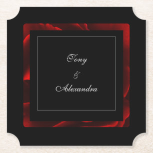 Moderne Rode Bloemen Zwart en Wit Kartonnen Onderzetters