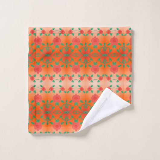 Moderne rode bloemige handdoek set (Wasdoekje)