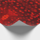Moderne rode bokeh kerstverlichting abstract patro cadeaupapier (Hoek)