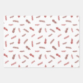 Moderne rode bomen en gebladerte kerstcadeau inpakpapier vel (Voorkant 3)