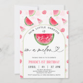 Moderne rode boog 1 in een meloen 1e verjaardag kaart (Voorkant)