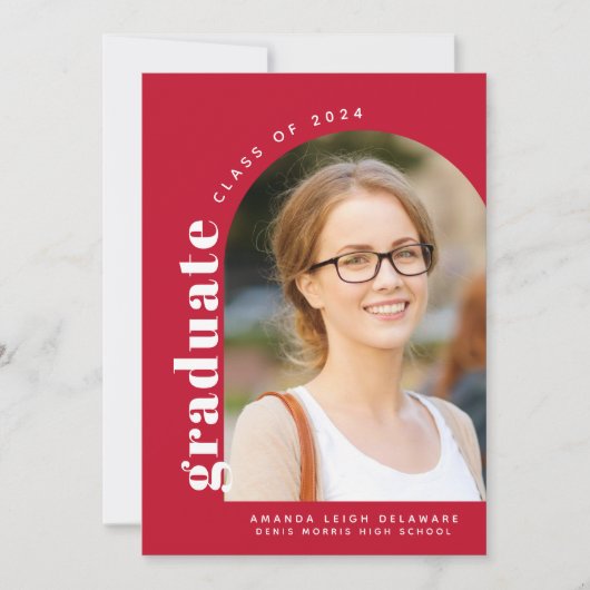 Moderne Rode Boog 2024 Foto Afstuderen Aankondiging (Voorkant)