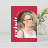 Moderne Rode Boog 2024 Foto Afstuderen Aankondiging (Staand voorkant)