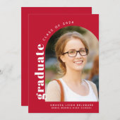 Moderne Rode Boog 2024 Foto Afstuderen Aankondiging (Voorkant / Achterkant)