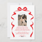 Moderne rode boog foto vrolijke kerstboog feestdagenkaart (Achterkant)