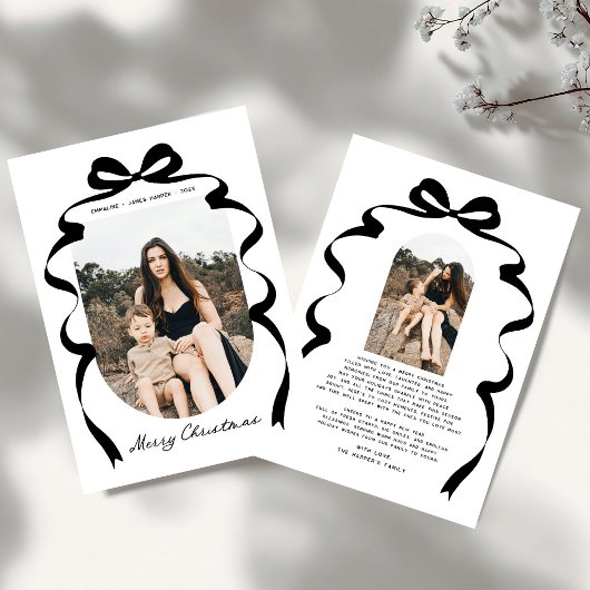 Moderne rode boog foto vrolijke kerstboog feestdagenkaart