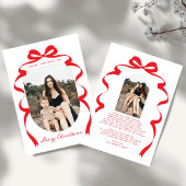 Moderne rode boog foto vrolijke kerstboog feestdagenkaart