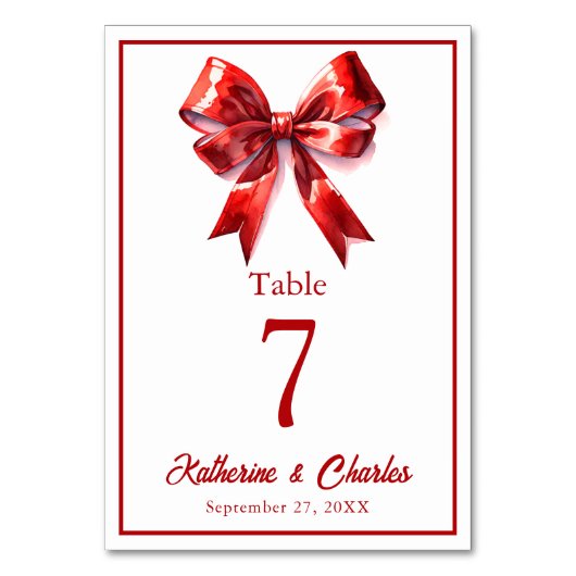 Moderne rode boog lint bruiloft kaart (Voorkant)