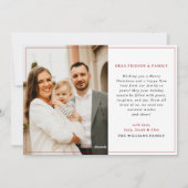 Moderne rode boog vrolijke kerstfoto feestdagenkaart (Achterkant)