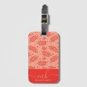 Moderne rode botanische waterverf monogram bagagelabel (Voorkant (verticaal))