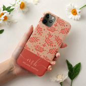 Moderne rode botanische waterverf monogram Case-Mate iPhone case