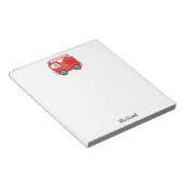 Moderne rode brandweerwagen gepersonaliseerde naam notitieblok (Schuin)