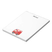 Moderne rode brandweerwagen gepersonaliseerde naam notitieblok (Linkerzijde)