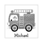 Moderne rode brandweerwagen gepersonaliseerde naam rubberstempel (Afrduk)