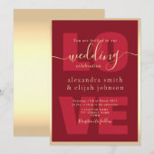 Moderne rode bruiloft receptie uitnodiging (Voorkant / Achterkant)