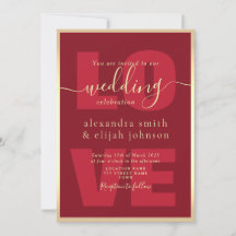 Moderne rode bruiloft receptie uitnodiging