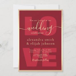 Moderne rode bruiloft receptie uitnodiging