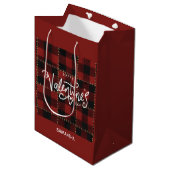 Moderne rode Buffalo geruite Valentijnsdag naam Medium Cadeauzakje (Voorkant Gekanteld)